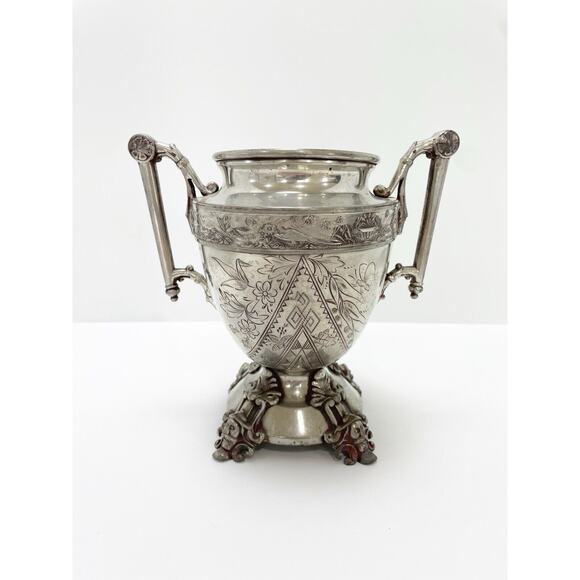 Simpson Hall Miller & Co Quadruple Plate 1877 Silver Trophy Urn Buttery Floral - Picture 1 of 16